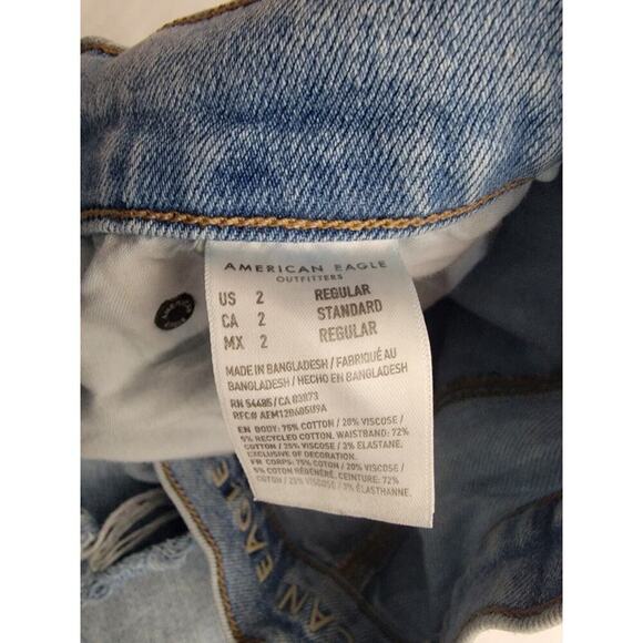 AMERICAN EAGLE Baggy Jeans Womens Sz 2 High Rise Distressed Destroy Straight - Picture 7 of 11